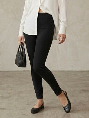 J.Crew Petite "Any Day" Skinny Pixie Pant in Black Stretch Ponte